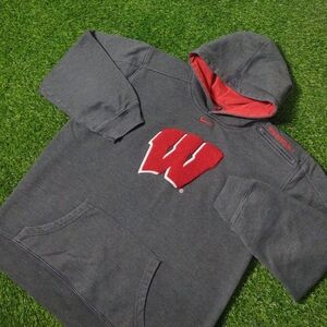 VINTAGE Y2K NIKE CENTER SWOOSH HOODIE WISCONSIN BADGERS SIZE L